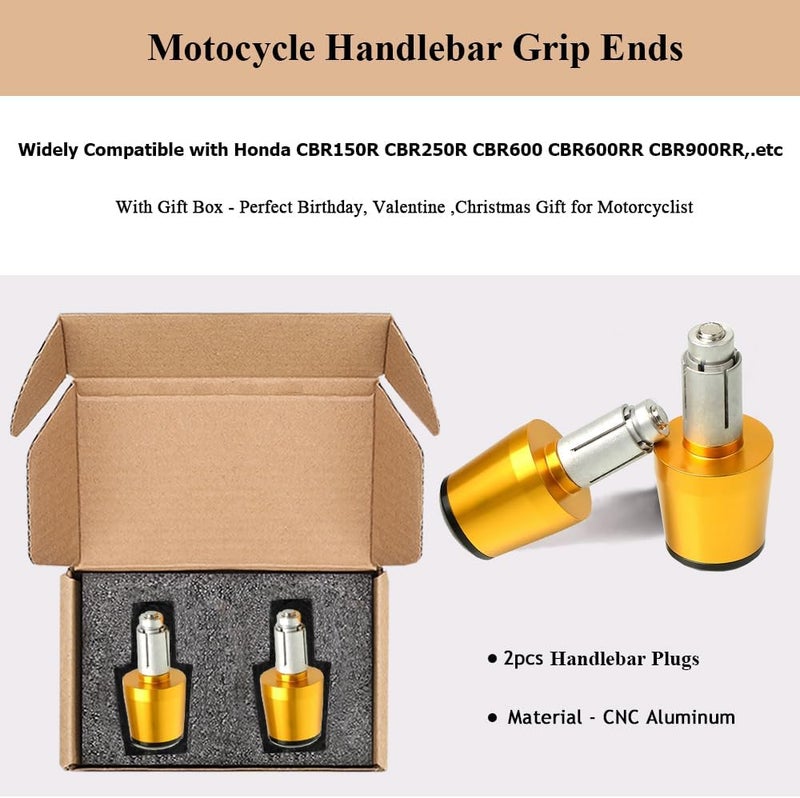 FREAXLL 2pcs Motocycle Handlebar Grip Ends 7/8" 22mm for H-onda CBR60F CBR125R CBR150R CBR250R CBR400 NC23 NC29 CBR600 F2 F3 F4 F4i CBR600RR CBR900RR CBR954RR CBR1000RR (Gold) - Image 4